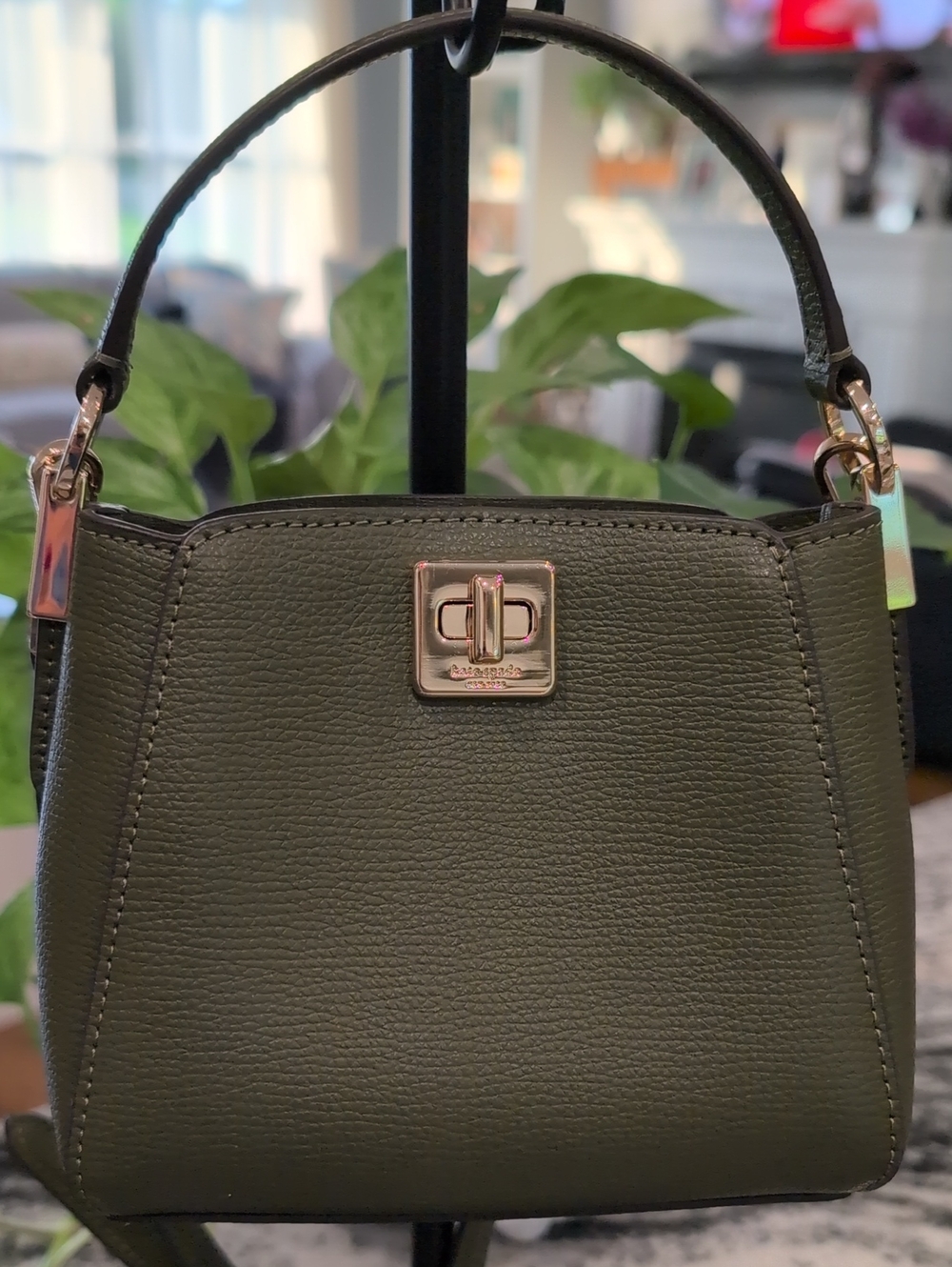 kate spade Olive Green Mini Top-Handle Bag with Gold Hardware